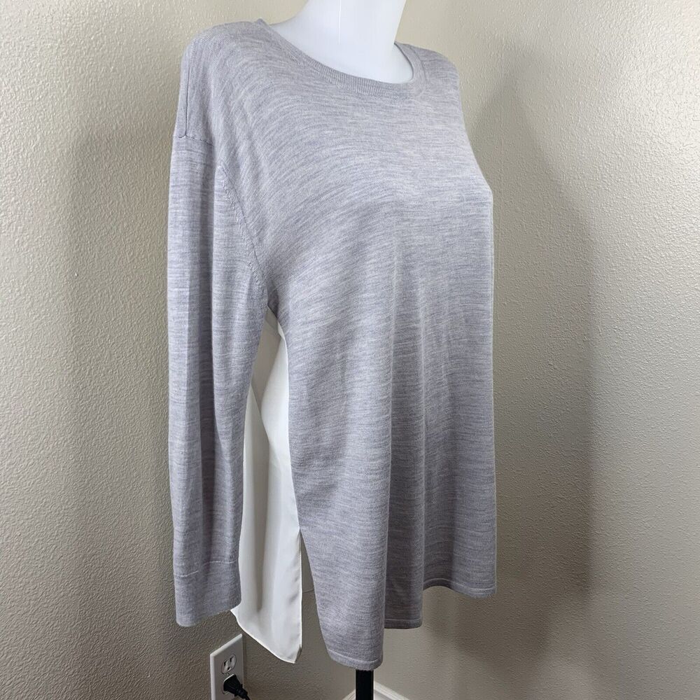 Babaton Wool Sweater Front Shirt Sheer Ivory Back Oversized Long Sleeve Sz S